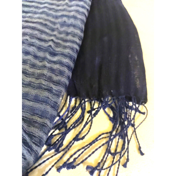 Scarf Rectangle 72" X 24 Blue Green Plaid Fringe Sheer Spring Elegant Party - Picture 8 of 8